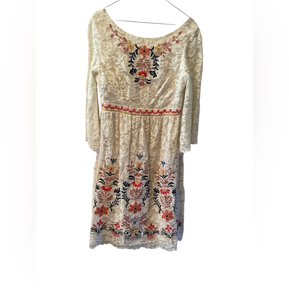Champagne and Strawberry cream lace embroidered dress size M